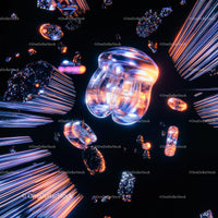 Futuristic Neon Shapes in a Cosmic Digital Space