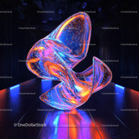 Futuristic Neon Abstract Sculpture with Vibrant Glow