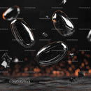 Floating Glass Capsules in Dark Abstract Setting