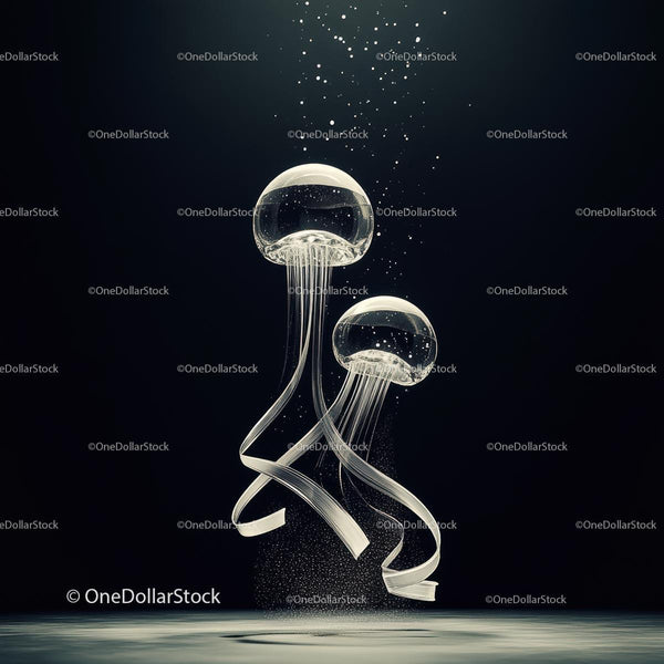 Ethereal Jellyfish Floating in Tranquil Underwater Scene