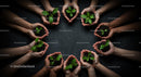Hands Holding Young Green Plants Symbolizing Growth
