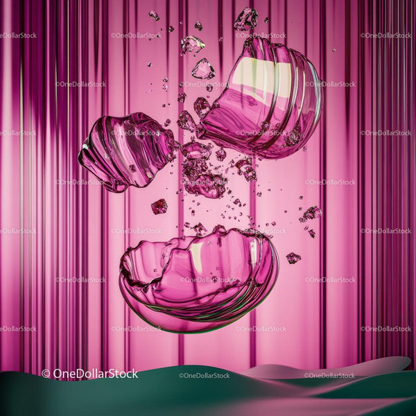 Abstract Shattered Pink Glass with Dynamic Patterns