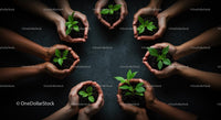 Diverse Hands Nurturing New Plant Growth Together