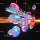 Futuristic Neon Spheres with Dynamic Light Trails
