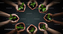 Diverse Hands Nurturing Green Seedlings Together