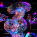 Vibrant Abstract Neon Light Art with Swirling Shapes