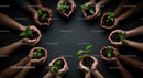 Diverse Hands Nurturing Green Seedlings Together