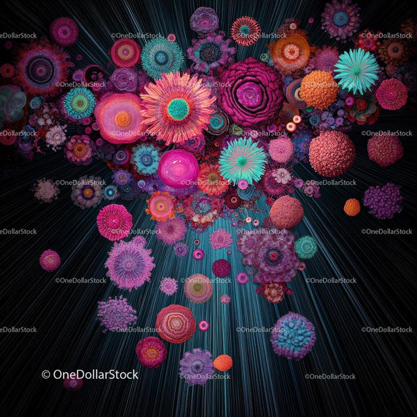 Vibrant Abstract Floral Galaxy in Bold Colors