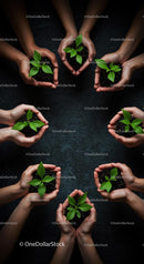 Hands Holding Green Seedlings in Unity