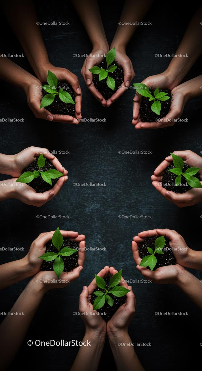 Hands Holding Green Seedlings in Unity