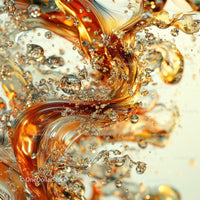 Gold and Amber Liquid Swirl with Bubbles in Motion