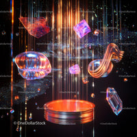 Vibrant Futuristic Digital Art with Luminous Shapes
