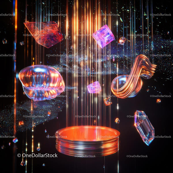 Vibrant Futuristic Digital Art with Luminous Shapes
