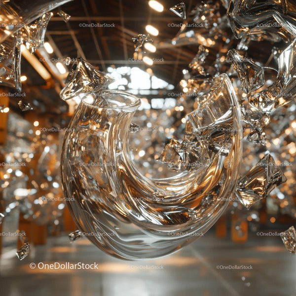 Shattered Glass Sculpture with Dynamic Reflections