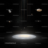 Asteroid Field with Glowing Platform in Space