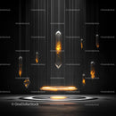 Futuristic Crystal Installation with Glowing Orange Light