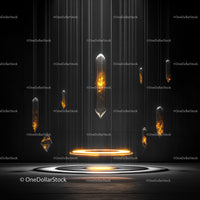 Futuristic Crystal Installation with Glowing Orange Light