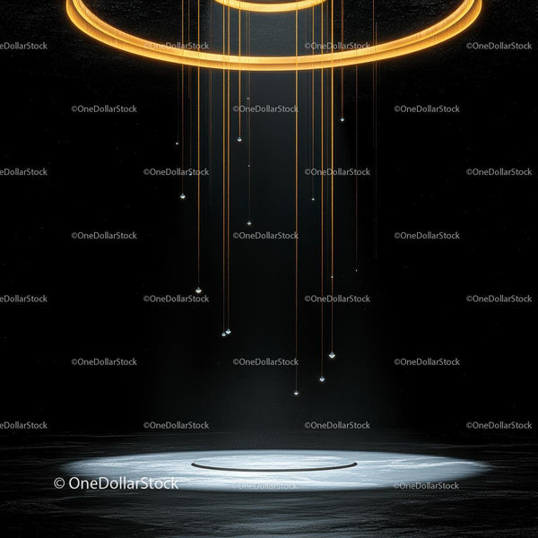 Futuristic Glowing Rings with Illuminated Strings