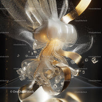 Dynamic Abstract Art with Gold and Silver Elements