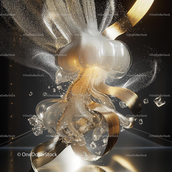 Dynamic Abstract Art with Gold and Silver Elements
