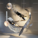 Modern Abstract Sculpture with Metallic and Glass Elements