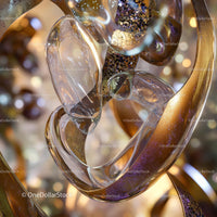 Abstract Glass Art with Golden and Purple Accents