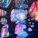 Vibrant Abstract Crystal Structures with Neon Reflections