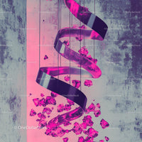 Abstract Pink Ribbon with Crystals on Textured Background