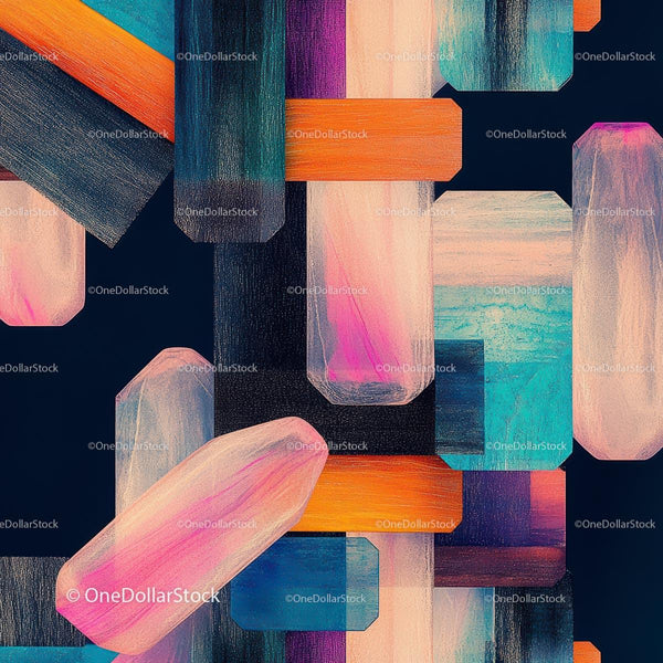 Vibrant Geometric Abstract Art with Textured Shapes