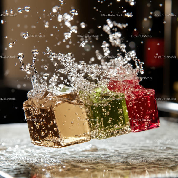 Colorful Bottles Splashing with Vibrant Liquid