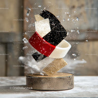Dynamic Abstract Sculpture with Floating Geometric Shapes