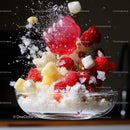 Dynamic Splash of Raspberries and Frozen Delights
