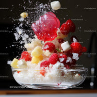 Dynamic Splash of Raspberries and Frozen Delights