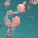 Abstract 3D Fluid Shapes on Blue Background
