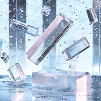 Floating Transparent Ice Cubes with Reflective Surfaces