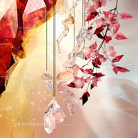 Elegant Crystal and Red Leaf Decoration with Soft Glow