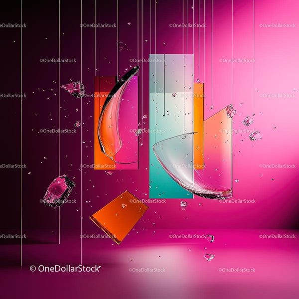 Vibrant Abstract Composition with Glass Fragments