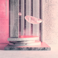 Pastel Pink Abstract Sculpture with Floating Elements