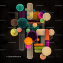 Vibrant Abstract Composition with Geometric Shapes