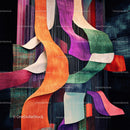 Abstract Colorful Textile Installation with Dynamic Shapes