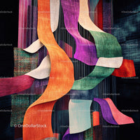 Abstract Colorful Textile Installation with Dynamic Shapes