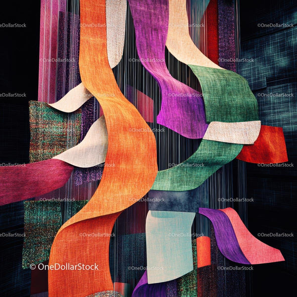 Abstract Colorful Textile Installation with Dynamic Shapes