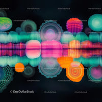 Vibrant Neon Abstract with Colorful Circles and Shapes