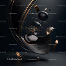 Luxurious Black and Gold Abstract 3D Composition