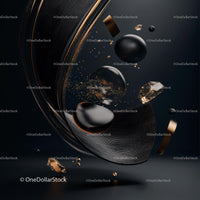 Luxurious Black and Gold Abstract 3D Composition
