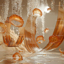 Dynamic Flow of Golden Glass Sculptures