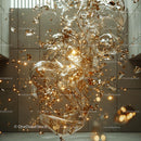 Abstract Golden Glass and Particles in Motion
