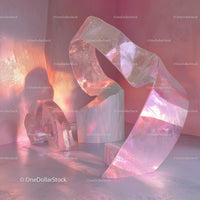 Abstract Pink Glass Sculpture with Ethereal Glow