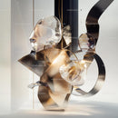 Modern Abstract Sculpture with Glass and Metallic Elements