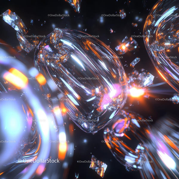Vibrant Abstract Art with Shiny Crystal Forms
